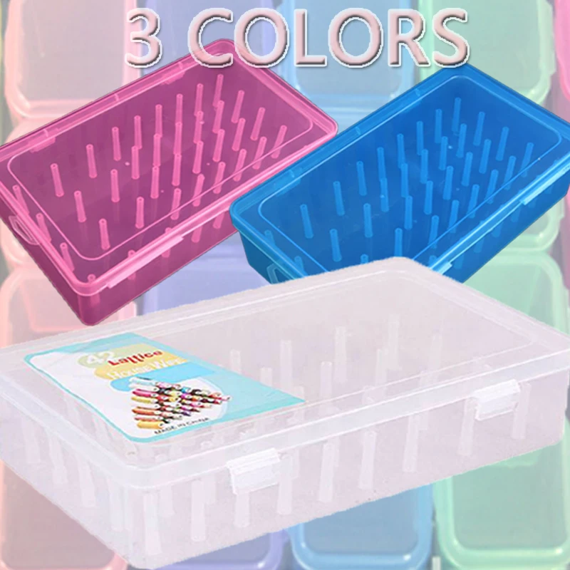 Sewing Thread Box with 42 Spools Large Capacity Craft Storage Bobbins Organizing Case Empty Bobbins Organiser with Trays Pole