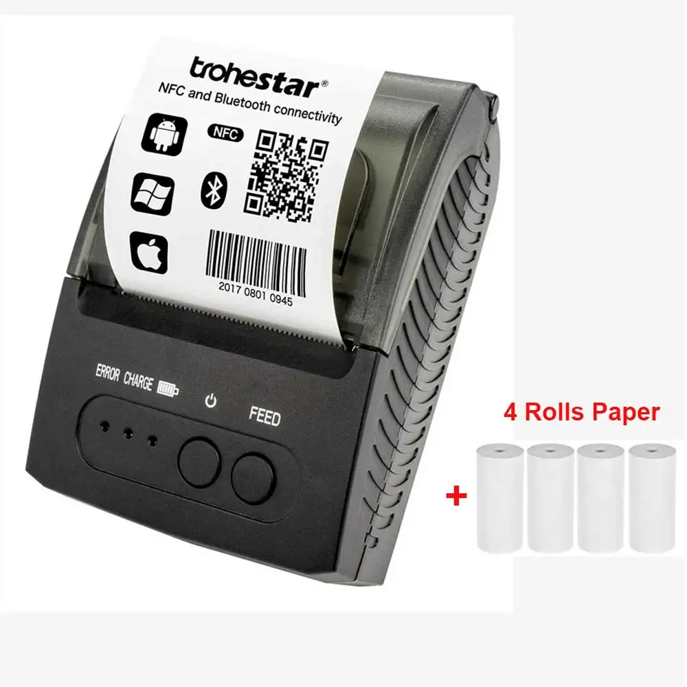 Thermal Receipt Printer 58mm Wireless Portable Mini Thermal Pos Printer Compatible with  Android iOS Mobile Phone Windows small photo printer Printers