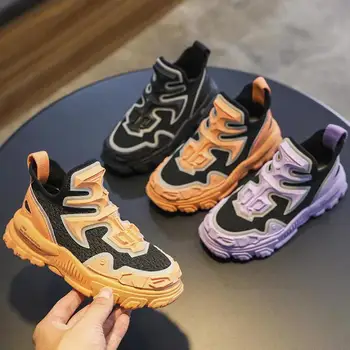 

2020 Autumn New Fashionable Net Breathable Sports Running Shoes For Girls Boys Rubber Bottom Children Shoes Brand Kids Shoes