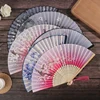 1PC Retro Chinese Japanese Silk Bamboo Folding Fan  Home Decoration Ornaments Floral Painting Hand Held Fans Dance Party ► Photo 2/5