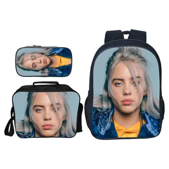

3Pcs/Set New Arrivals 3D Printing Billie Eilish Girls School Backpack Kids Travel Bag Children Schoolbags Kindergarten Fashion