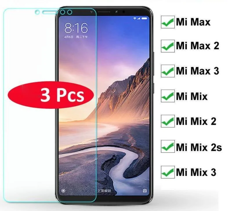 

3 pieces 9H Screen Protector for Xiaomi Mi Max 2 3 1 HD Hard Protective Glass Tempered Glass For Xiaomi Mi Mix 1 2 2S 3 Film