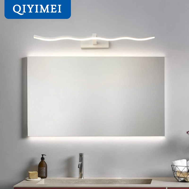 Luces led para espejo, lámparas de impermeables para baño, lámpara plana LED blanca y negra, lámpara de pared interior moderna, iluminación de baño, maquillaje|Lámparas LED de pared de interior| - AliExpress