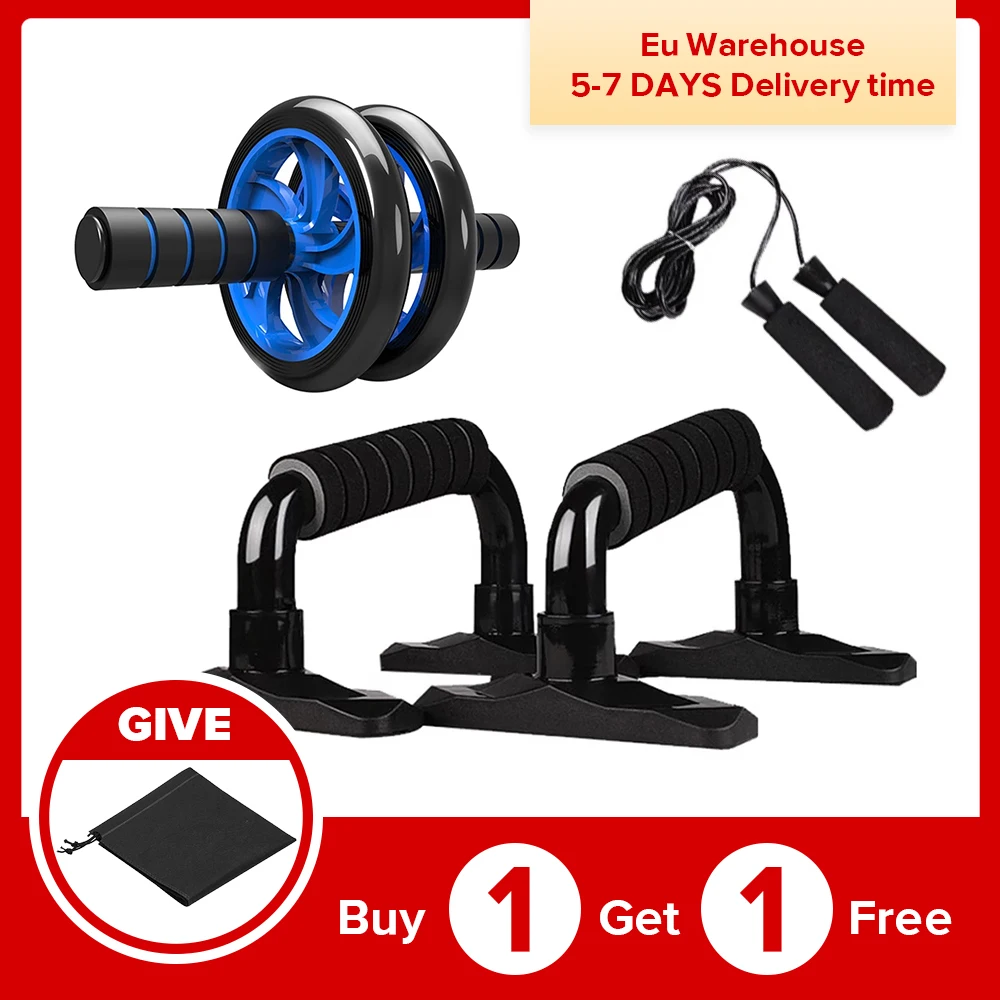 Muscle Exercise Equipment Abdominal Press Wheel Roller Home Fitness Gym Trainer with Push UP Bar Jump Rope | Спорт и развлечения