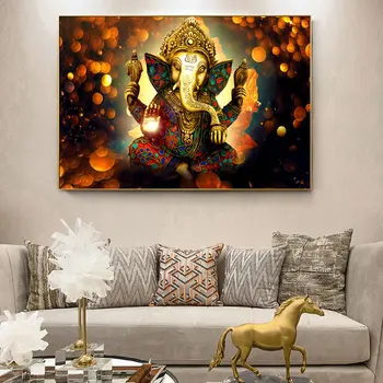 

Lord Ganesha Canvas Paintings On The Wall Classical Hindu Gods Posters And Prints Hinduism Decorative Pictures For Living Room