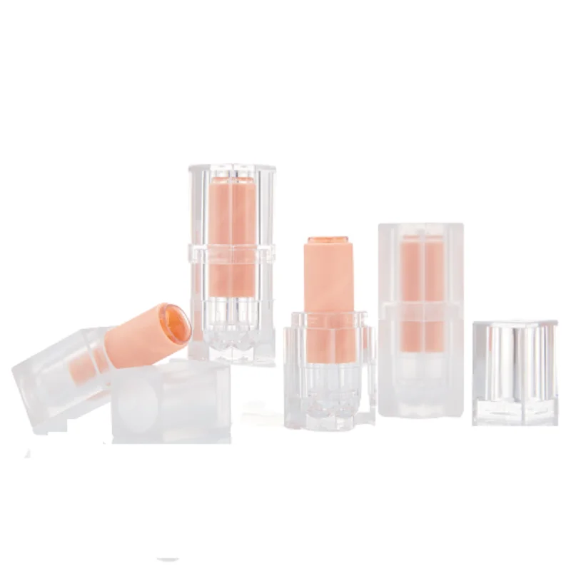 

12.1mm Empty Plastic Frosted Lip Balm Tube Square Lipstick Tube Cosmetic Packaging Container Clear Refillable Bottle 20/45pcs