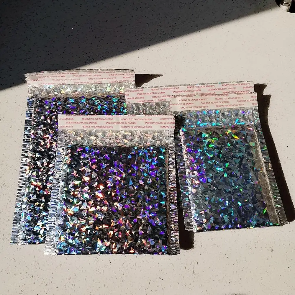 

Holographic Metal Bubble Mailer Glamour Colorful Silver Shades Foil Cushion Padded Shipping Envelopes 10pcs/Bag