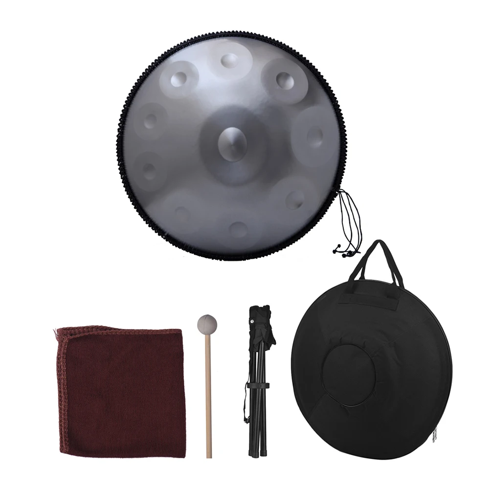10 нот Handpan ручная кастрюля ручной барабан музыкальный ударный инструмент подарок с барабаном палочка ткань для чистки металлическая подставка сумка для переноски