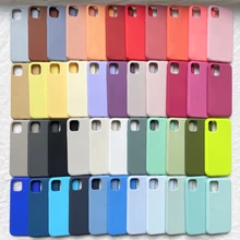 Official Original Silicone Case For iPhone 12 Pro X XS Max XR 7 8 Plus Case For iPhone 12 Mini 11 Pro Max  SE 2020 Case LOGO