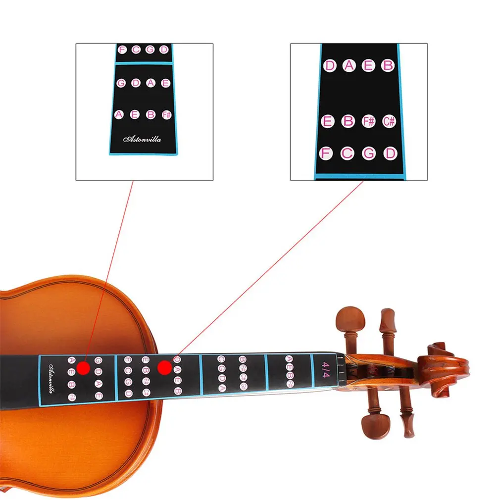

Hot Sale Promotion price New 2Pcs 4/4 Scale Violin Fiddle Fingerboard Finger Guide Label Stickers Note Chart Black