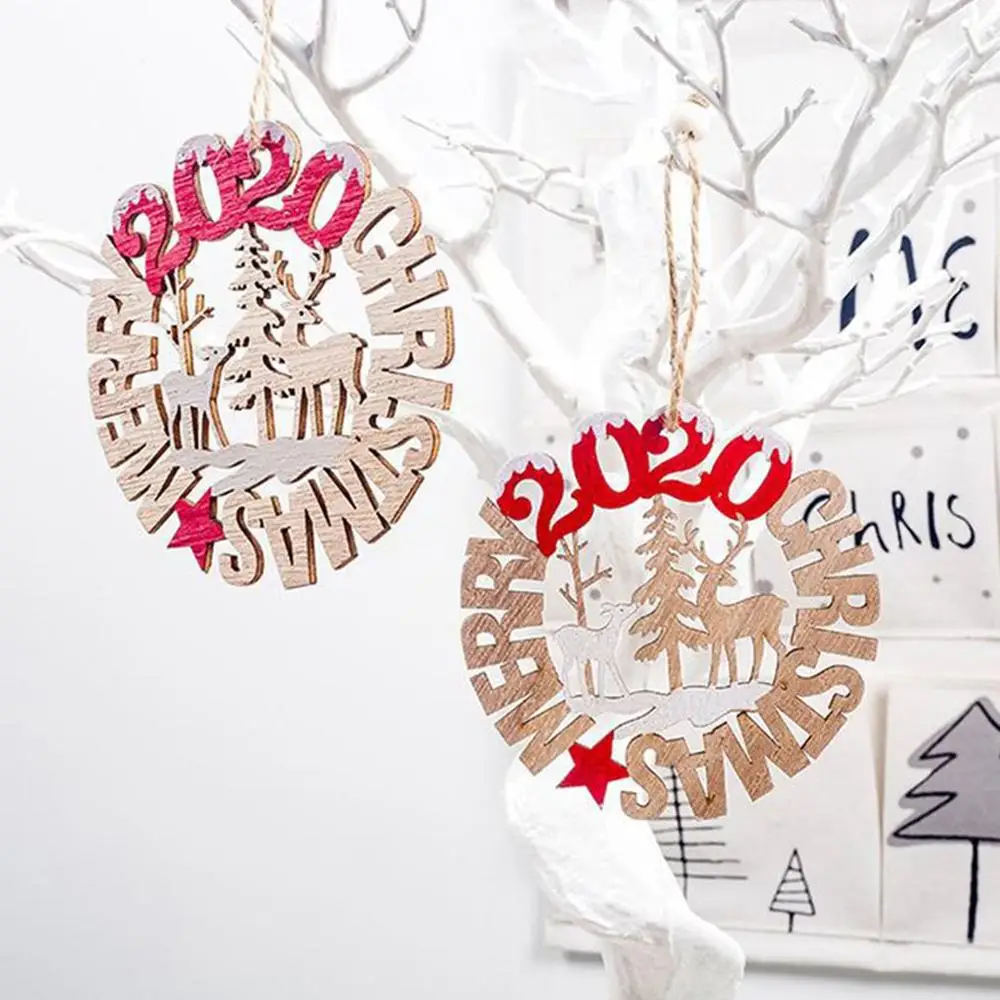 Christmas Decorations Wooden Smiley Elk Hemp Pendant Christmas Tree Decoration Festival Pendant