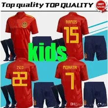 Испанская футбольная форма; коллекция года; PIQUE SERGIO A. INIESTA MORATA KOKE ramos ASENSIO SILVA ISCO; Детские костюмы; Детский комплект+ носки; Джерси