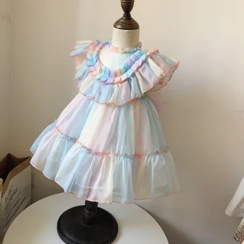 

Toddlers Girls Dress With Bows Rainbow Princess Dress For Party Kids Dresses For Girls Costumes Children Summer Dress
