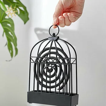 

Nordic Style Iron Art Birdcage Shape Mosquito Coil Holder Incense Holder Summer Day Repellent Mosquito Repellent 2Color K802