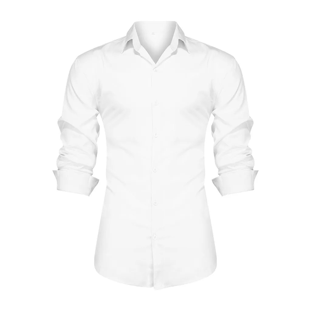 Camisa Masculina мужская Евро-американская деловая Повседневная Однотонная рубашка с отворотом с длинными рукавами бежевая рубашка Топы 19Aug13 P30