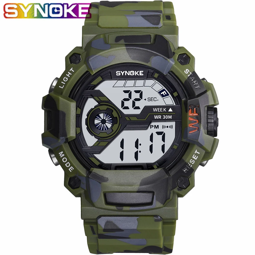 

SYNOKE Sport Men Digital Watch Waterproof LED Watches Boys Male Clock Digital Wristwatch Electronic Wrist Watch For Men