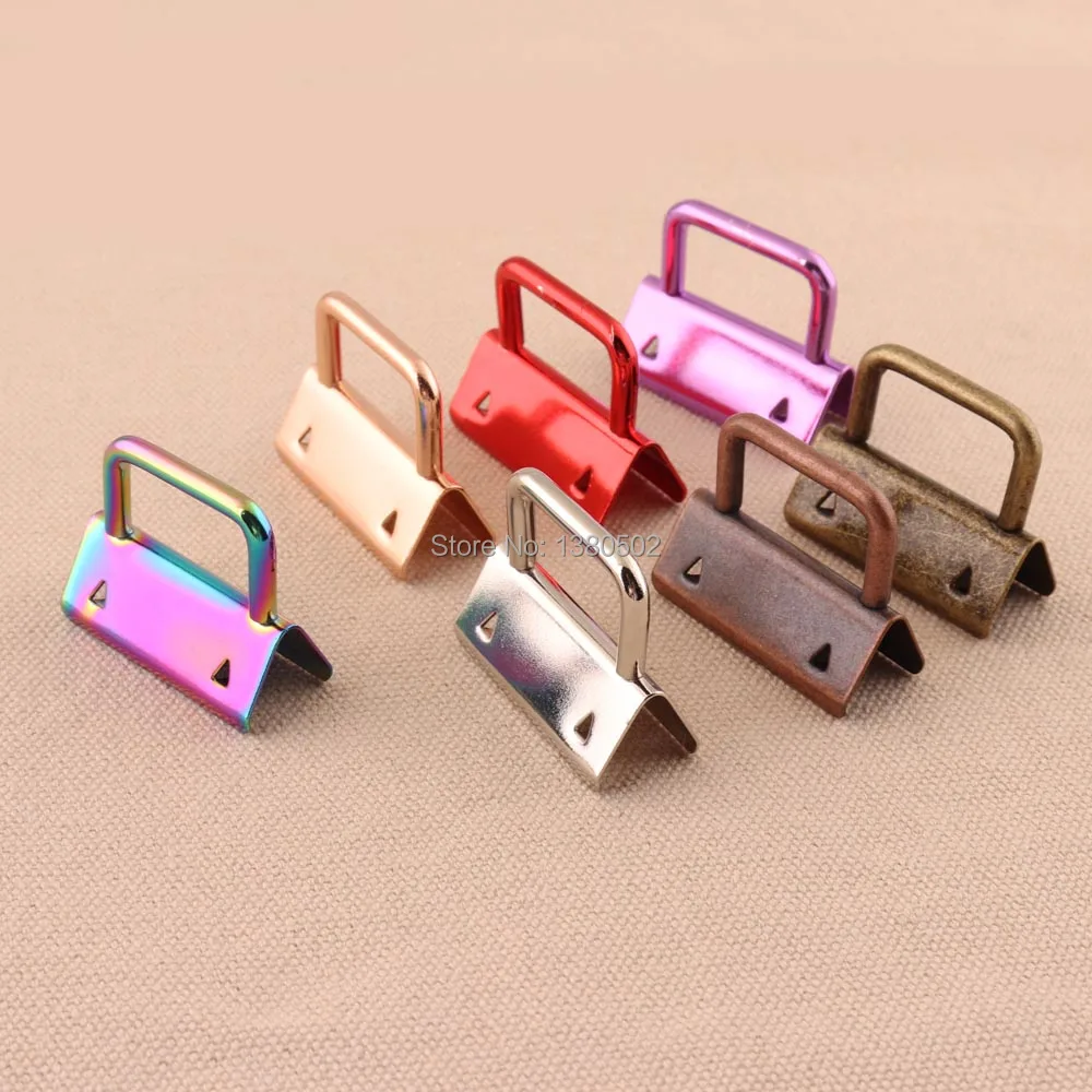 50pcs 32mm Key Fob Hardware purple/red/rose gold /rainbow /silver/copper /bronze color webbing key fobs accessories
