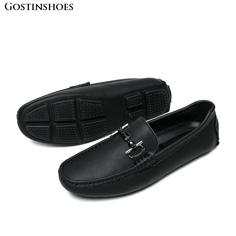 Soft Genuine Leather Men Casual Shoes Luxury Slip On Mens Loafers Moccasins Homme Black Driver | Обувь