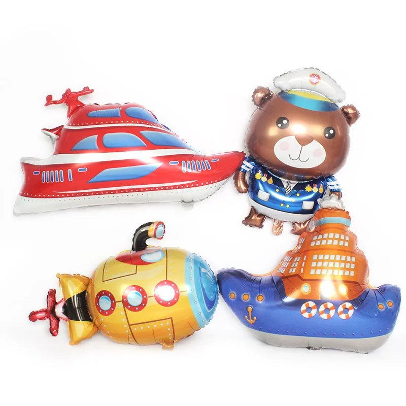 Мультяшные воздушные шары для перевозки автомобилей, пароварка, подводная лодка, фольга, украшения для вечеринки на день рождения, детский медведь, globos