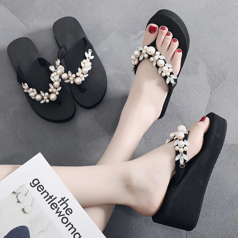 

womens Flip Flops 6.5cm heel-height Beach Sandals Women's Slippers Female Flat Sandals design DIY personalization HOLIDAY