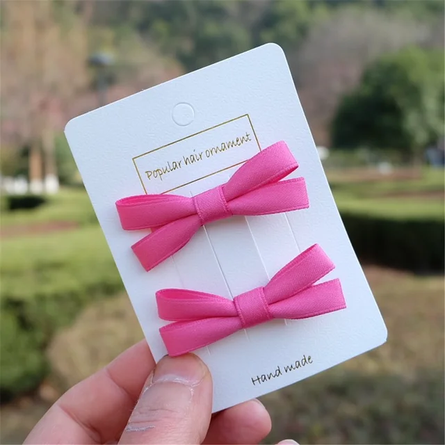 2Pcs/Set Hair Bow Clips For Girls Baby Kawii Barrettes Cute Haar Accessoires Kids Colored Ribbon Hairpins Children Hairgrip Hot 2