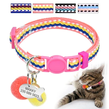 

Personalized Cat Collar With Tag Quick Release Custom Collars for Cats Kitten Puppy Dog ID Name Tag Cats Collar Necklace