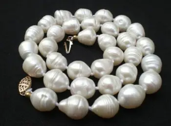 

HUGE 12-14MM NATURAL SOUTH SEA GENUINE WHITE DROP PEARL NECKLACE 18"