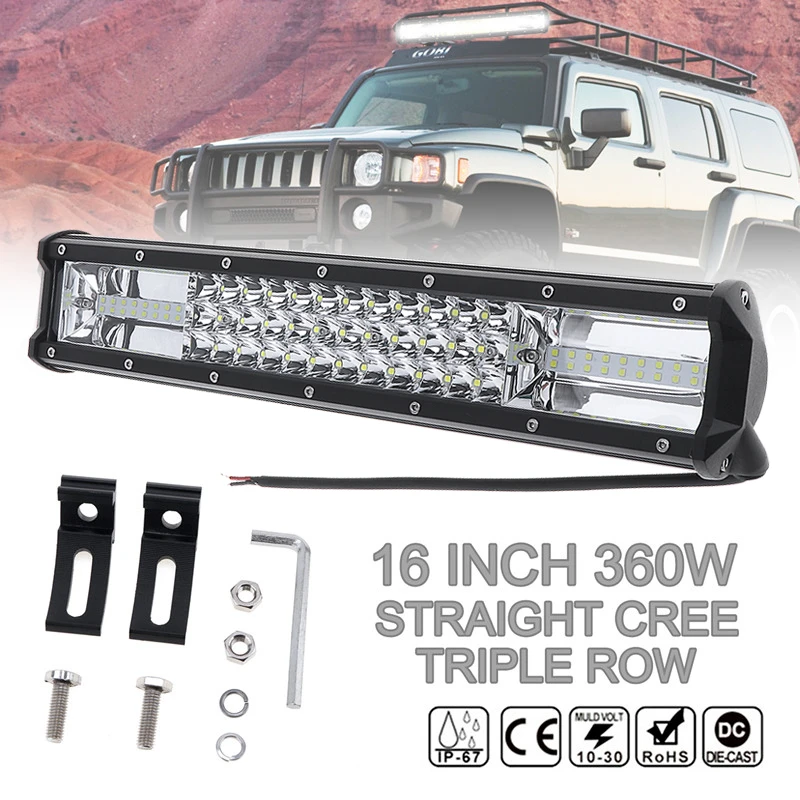 7INCH 360W LED LIGHT BAR SPOT FLOOD COMBO BEAM TRI ROW SUV 4WD DRIVING OFFROAD 7INCH 360W LED LIGHT BAR SPOT FLOOD COMBO BEAM TRI ROW SUV 4WD DRIVING OFFROAD