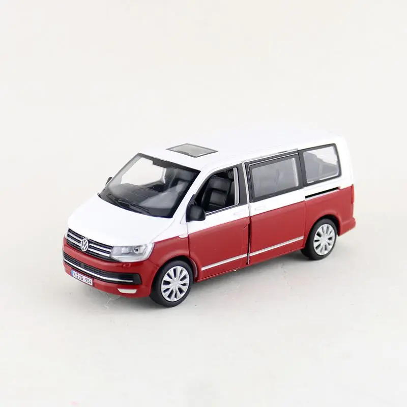 /литая под давлением игрушечная модель/1:32 весы/Volkswagen T6 Multivan/Вытяжка/звук и светильник/обучающая Коллекция/подарок/ребенок - Цвет: Красный