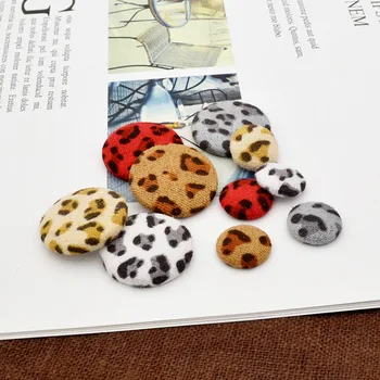 

Autumn and Winter Ear Stud Accessories Suede Leopord Pattern Circle Cloth Buckle Ornament Material DIY Flat Ear Stud Accessories