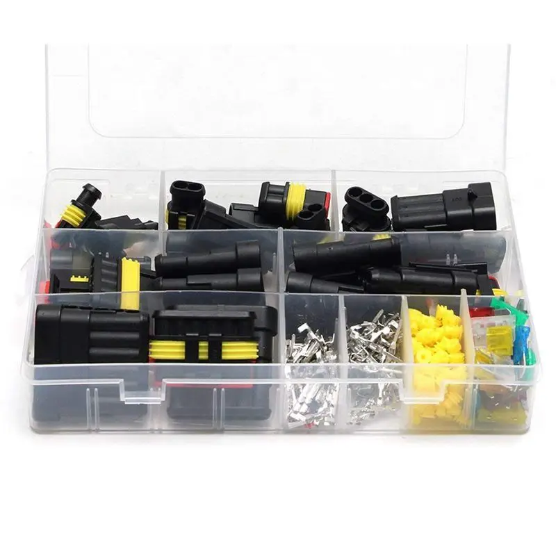 14 Sets 1-6 Pin Car Motorcycle Waterproof Electrical Wire Connector Automotive Terminals Kit Male Female Plug Blade Fuses