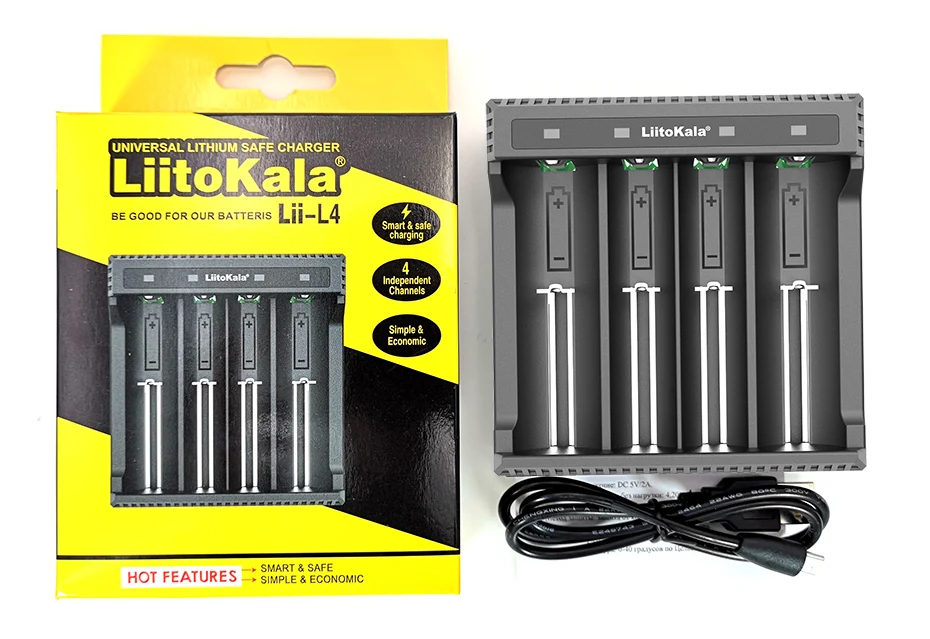LiitoKala Lii-L4 18650 зарядное устройство 3,7 в перезаряжаемая батарея зарядное устройство 4 слота для электронной сигареты 18650 26650 21700 батареи