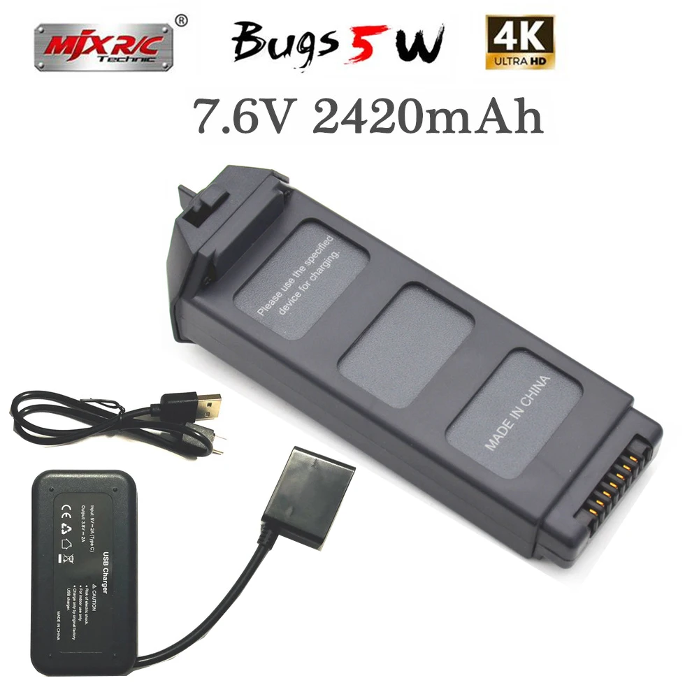 

100% Original MJX B5W USB Charger OR Battery For MJX BUGS 5W GPS 4K RC Drone Spare Parts Accessories Charger