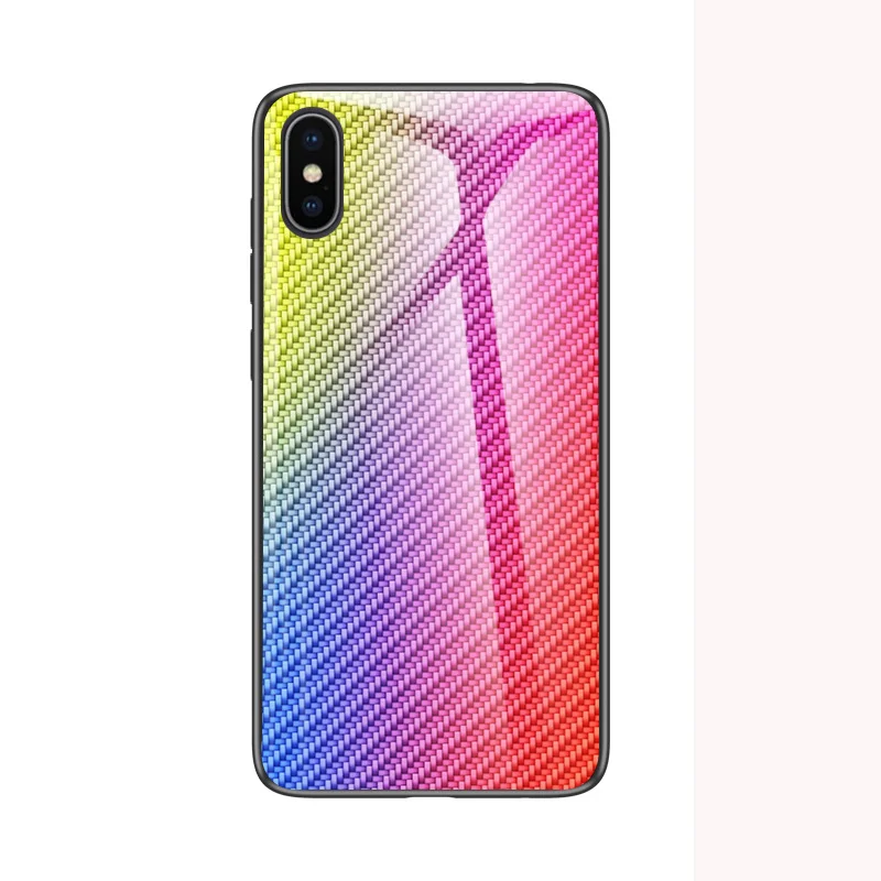 Модный чехол для Apple iPhone X XR, чехол из углеродного волокна с текстурой стекла, гибридный мягкий силиконовый чехол для iPhone XS Max, чехол для задней панели телефона - Цвет: Многоцветный