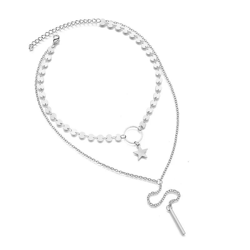 Модный кулон крест с сердцем длинное ожерелье s для женщин золотой многослойный сплав цепь колье ожерелье модное колье Femme ювелирные изделия
