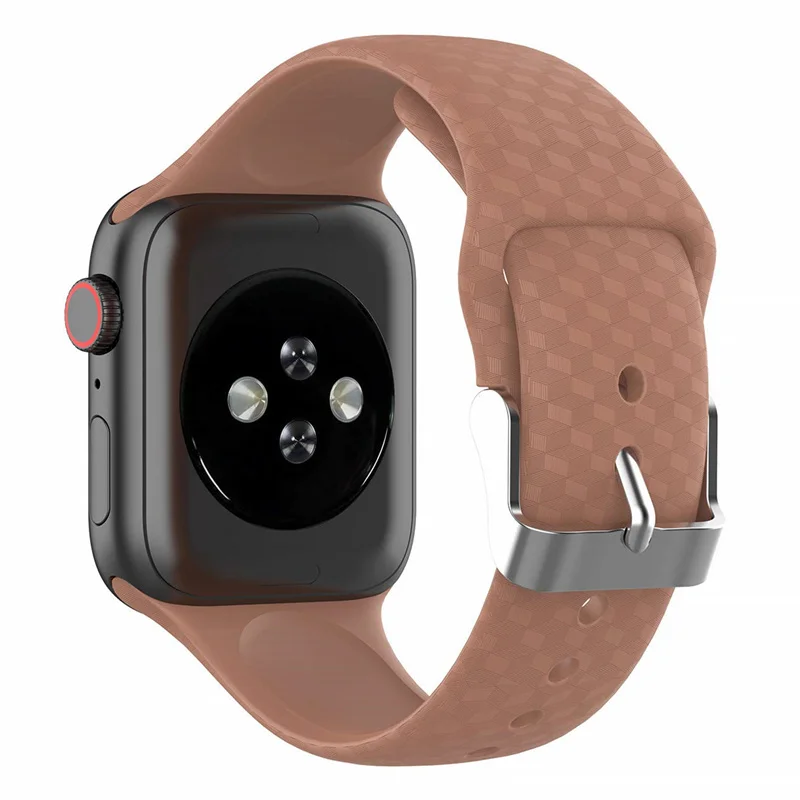Brown Ремешок с 3D текстурой для apple watch 5, 4 ремешка, 44 мм, iwatch, 42 мм, correa, apple watch, 38 мм, 40 мм, силиконовый ремешок для часов pulseira 3, 2, 44 - Цвет ремешка: Brown