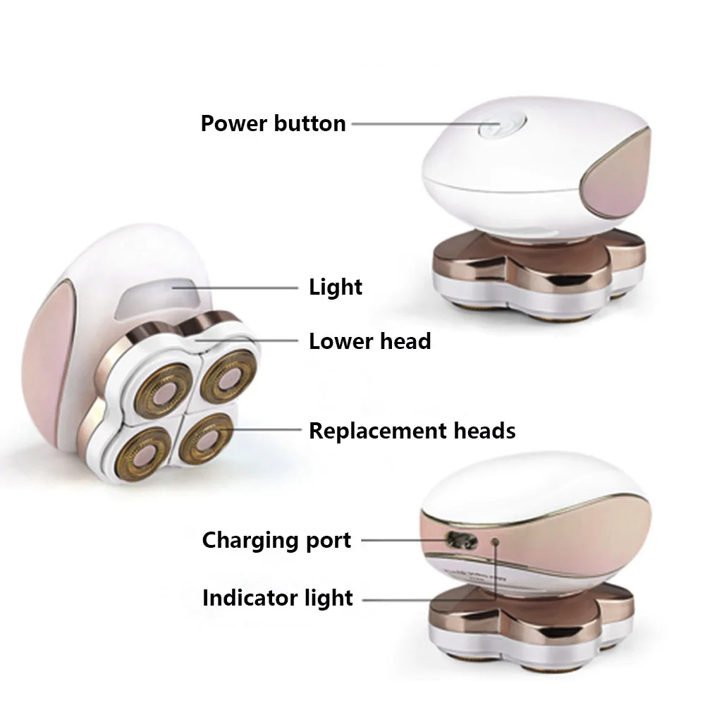 Электрический эпилятор с четырьмя головками для удаления волос, устройство для удаления волос на теле для женщин и мужчин, USB Перезаряжаемый эпилятор