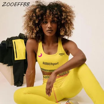 

ZOOEFFBB Sexy Letter Print Sport 2 Two Piece Set Women Tracksuit Summer Sweatsuit Crop Top Pant Fitness Outfits Matching Sets