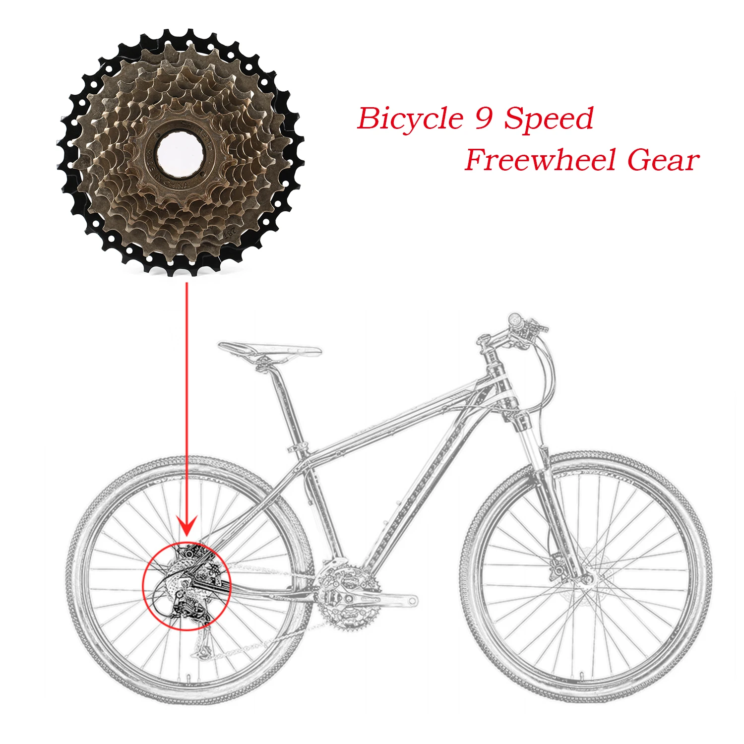 Threaded Steel 9 Speed 13-32T Freewheel Gear Flywheel Bicycle Parts Bike Freewheel Replacement Parts