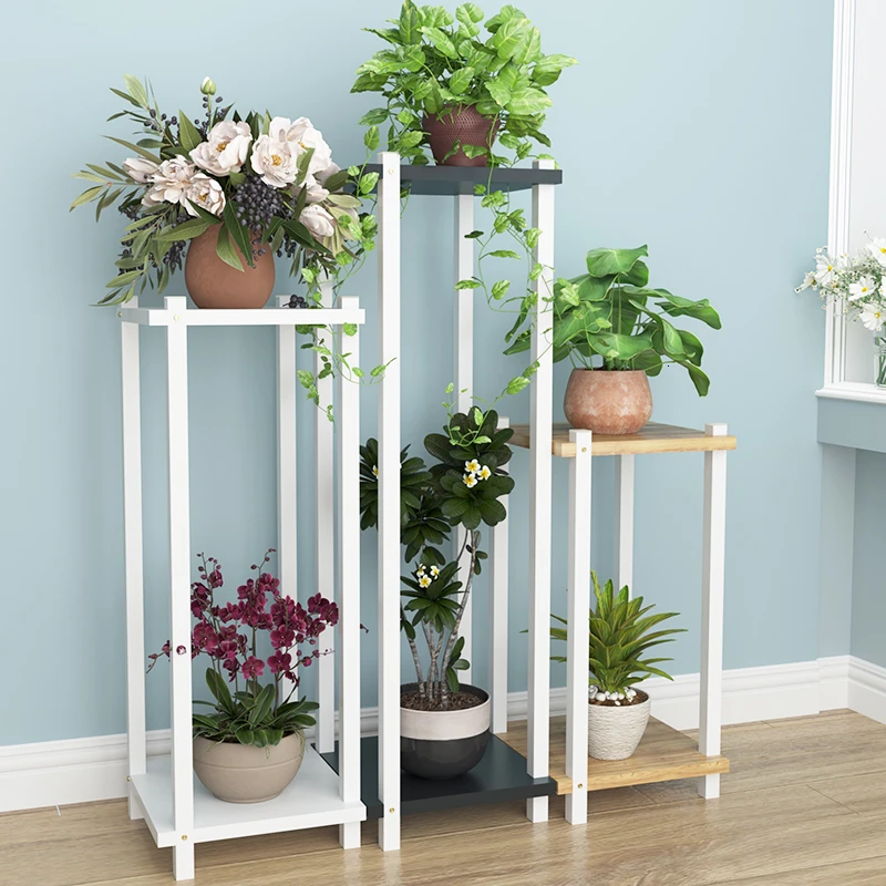 

Solid Wood Balcony A Living Room Iron Art Bonsai Meaty To Ground Move Flower Airs Storage Green Luo Open-air Courtyard Two Layer