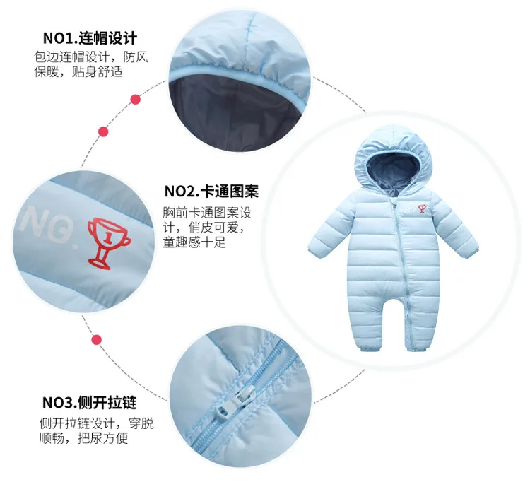LOOZYKIT; зимний утепленный комбинезон для новорожденных; хлопковая одежда с капюшоном; теплая верхняя одежда для малышей; теплая Пижама для мальчиков и девочек