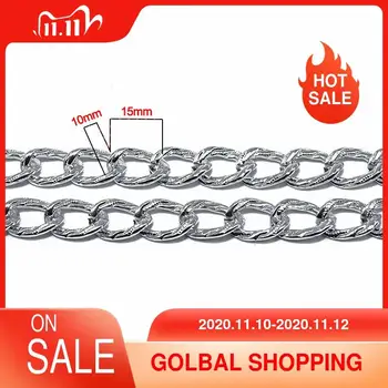 

1.2M Aluminum Chains Link Chains Bulk Curb Male Female Accessories Silver Color for DIY Jewelry Making Choker Solid Necklace