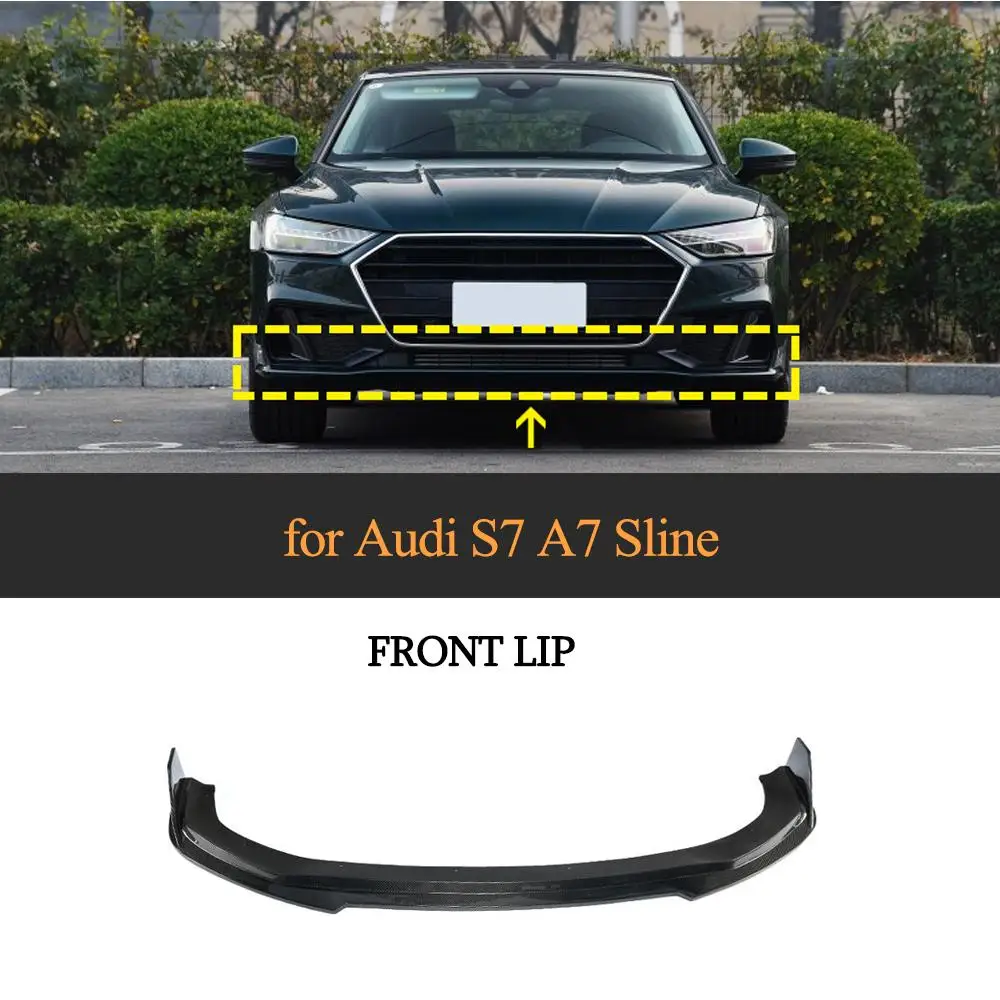 Best Offers Koolstofvezel Auto Voorbumper Lip Splitter Diffuser Voor Audi A7 Sline S7 Sedan 2019 Auto Spoiler Lip Schort