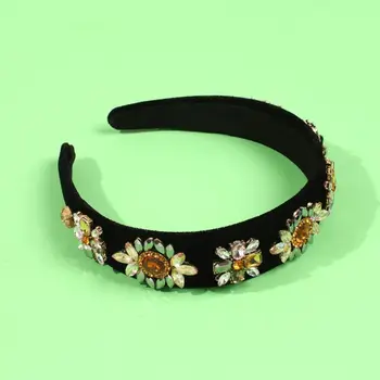 

Retro Imitation Diamond Decor Headband Soft Corduroy Glass Drill Hair Hoop Band