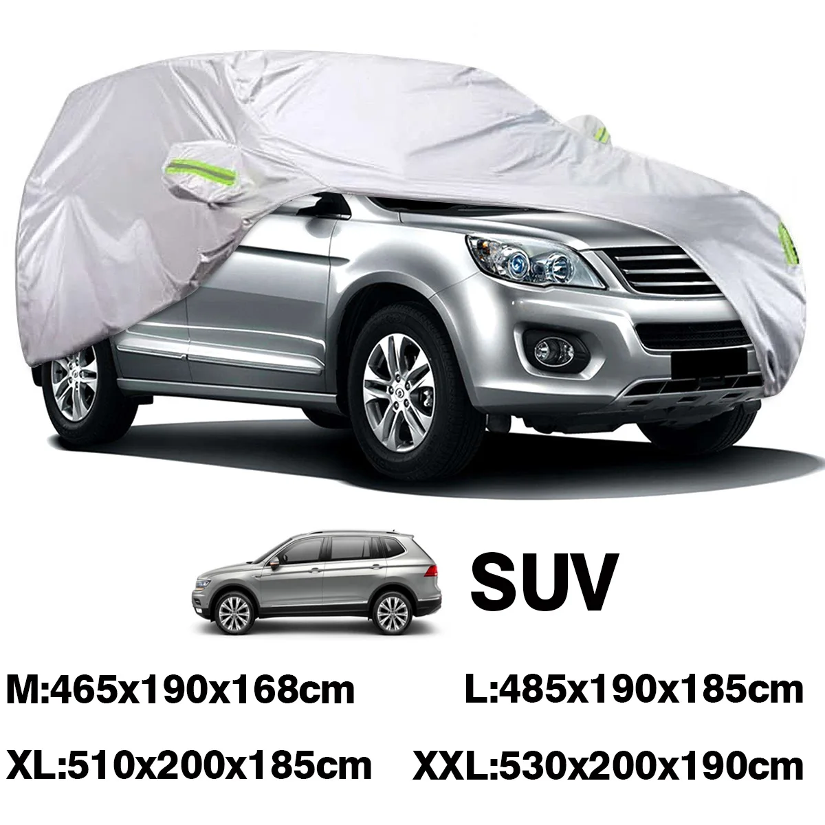 Universal SUV Full Car Covers Indoor Outdoor Windproof Anti Dust Sun Rain Snow Protection UV Car Silver Case Cover M/L/XL/XXL