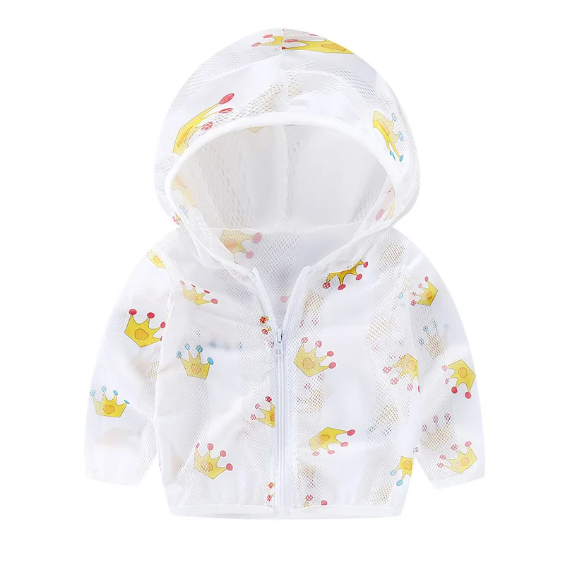 2020 Summer Children's Hooded Sun Protection Clothing Baby Outwear Jacket Boys Girls Cartoon Long Sleeve Travel Thin Beach Shirt | Мать и