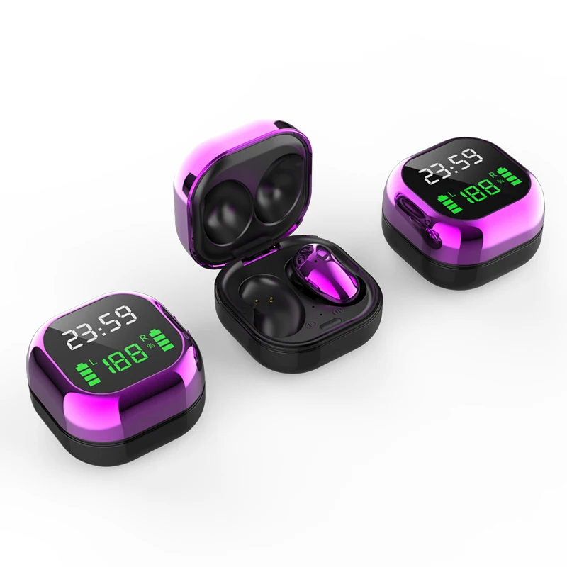 Bluetooth-Headset Earbuds-Earphones Microphone Handsfree Tws Stereo Music S6 Plus True Wireless