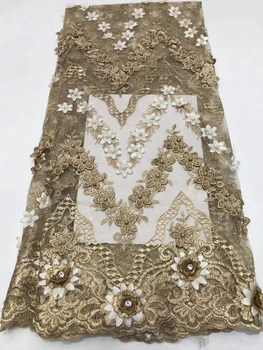 

5yard 3D lace fabric with stones beads embroidered lace fabric with 3D flowers bridal Lace Fabric,French tulle lace ZX3105