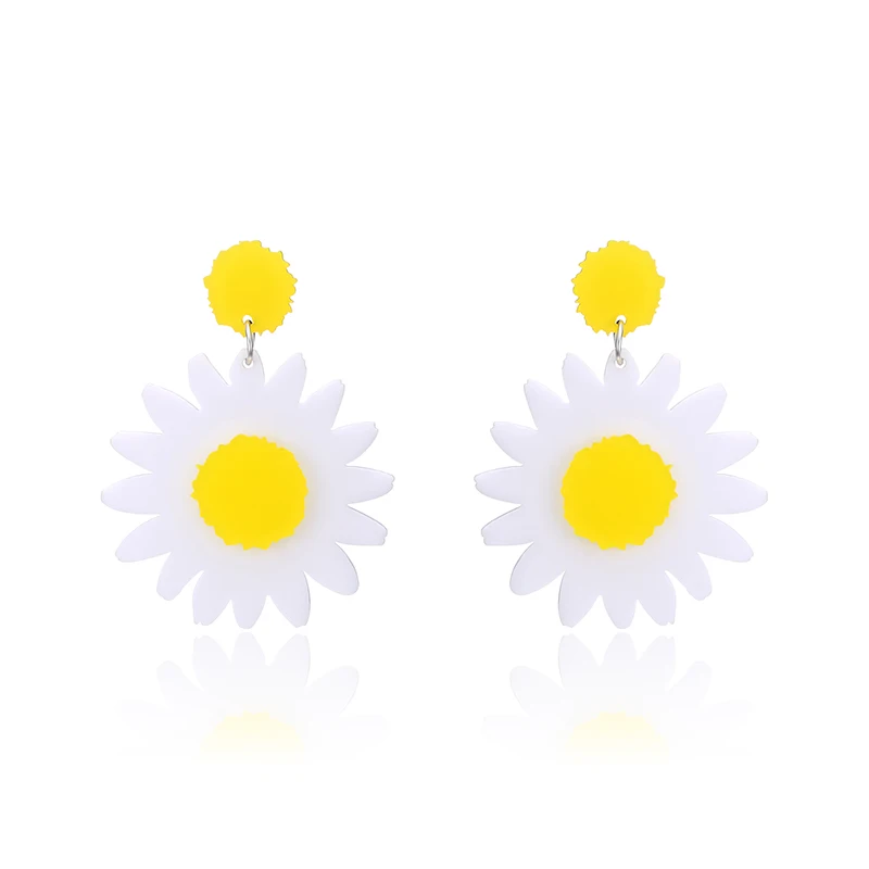 

2019 High Quality Cute Fruit Drop Earrings for Women Acrylic Lovely Style Sunflower Dangle Earrings Girl Party Jewelry Wholesale