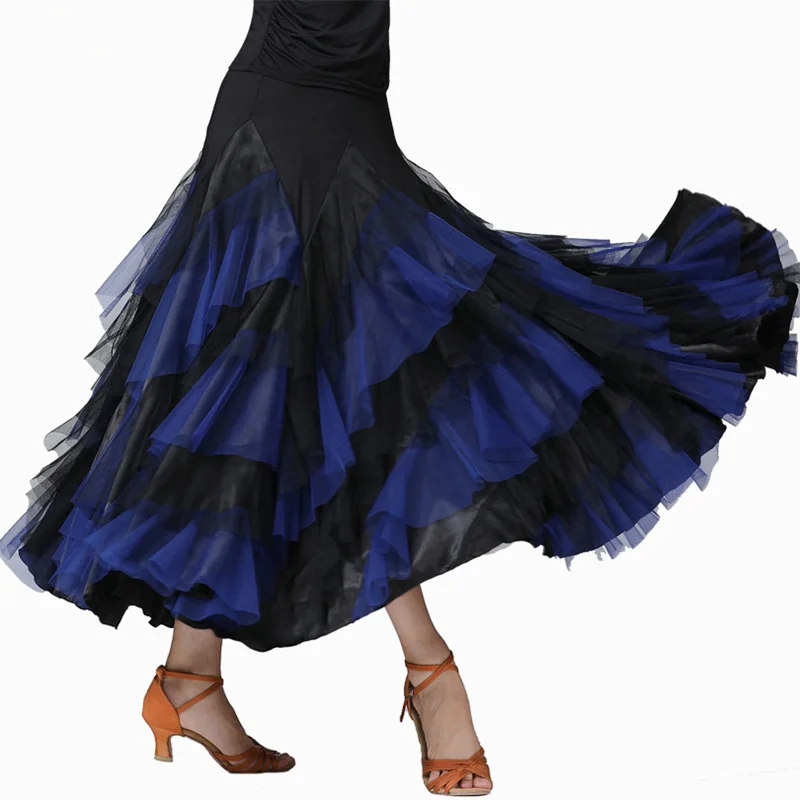 Новое современное Танго Вальс танцевальная юбка Женский танцевальный бальный костюм танцевальные соревнования платья стандартный бальный зал танец - Цвет: royal blue